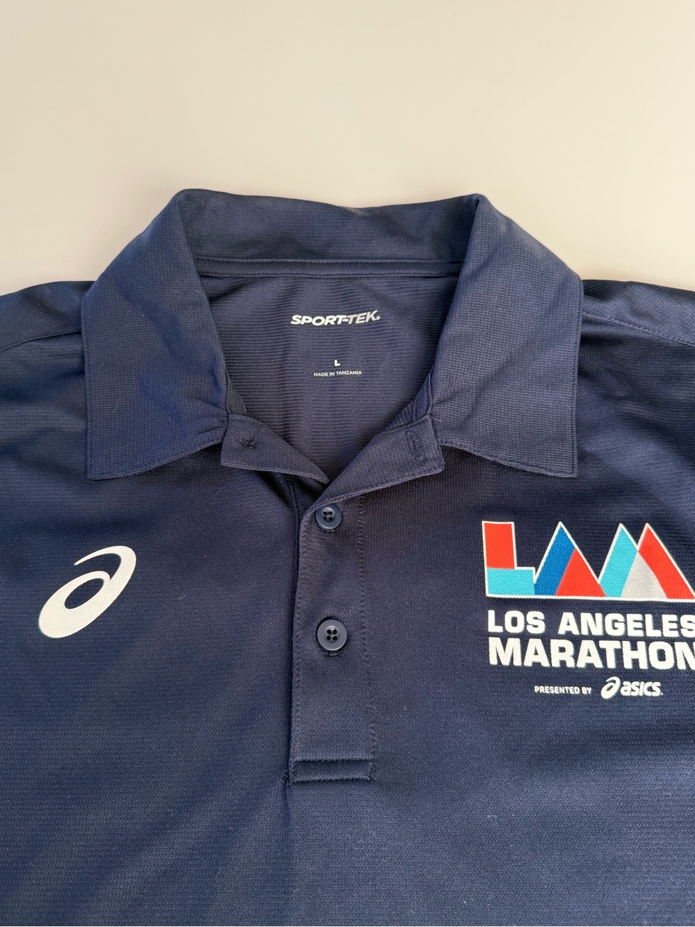 Official ASICS Los Angeles Marathon Navy Polo Shirt